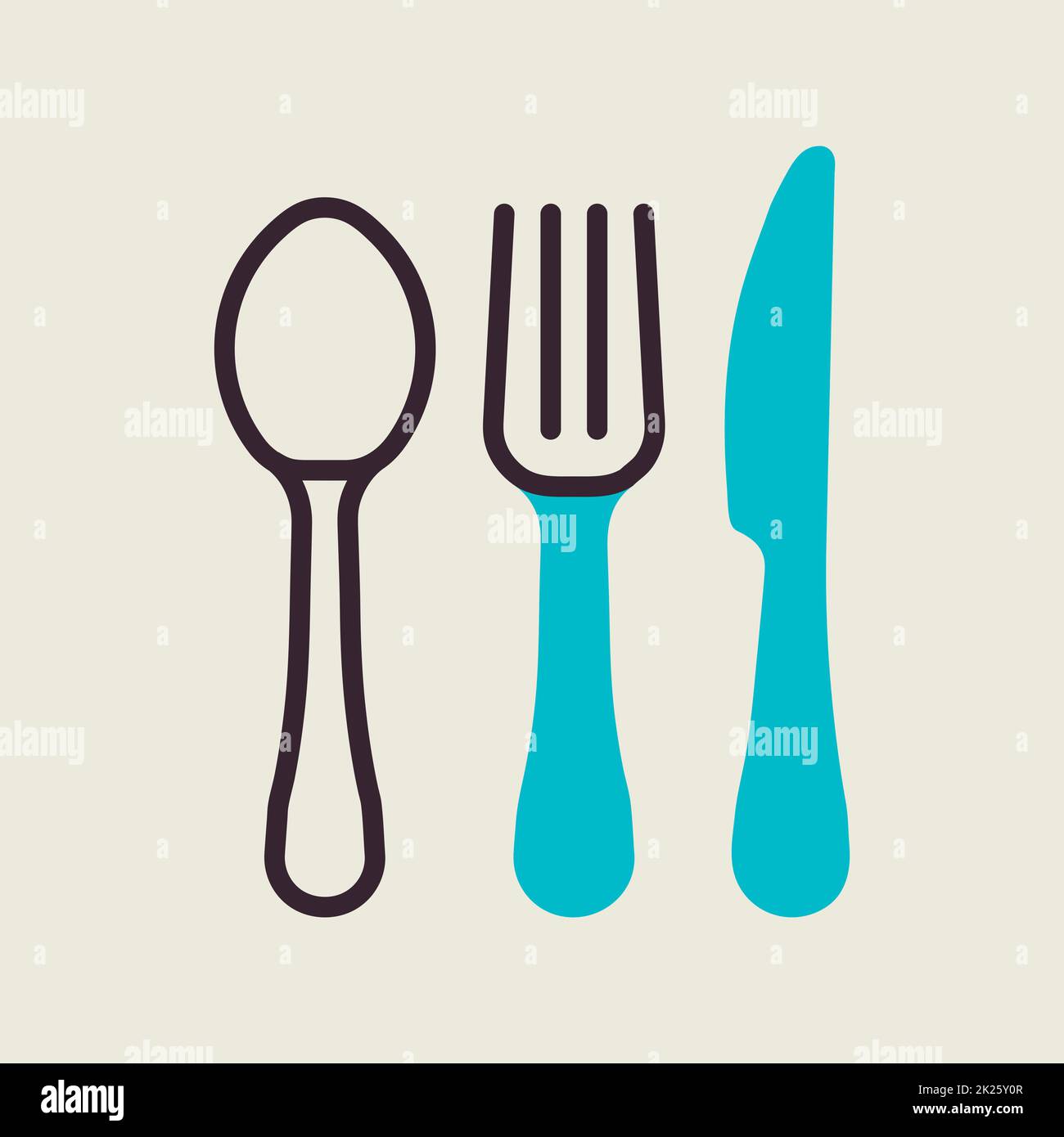 Spoon fork and knife vector icon Stock Photo Alamy