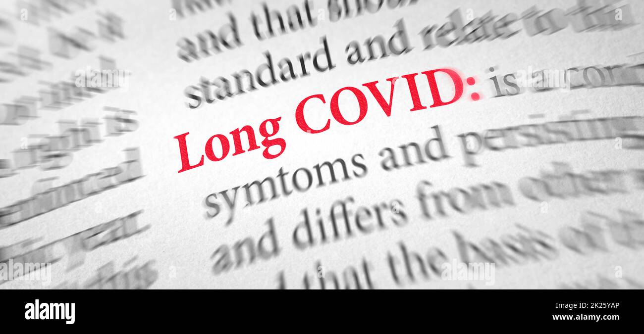 Definition of the word Long COVID in a dictionary Stock Photo