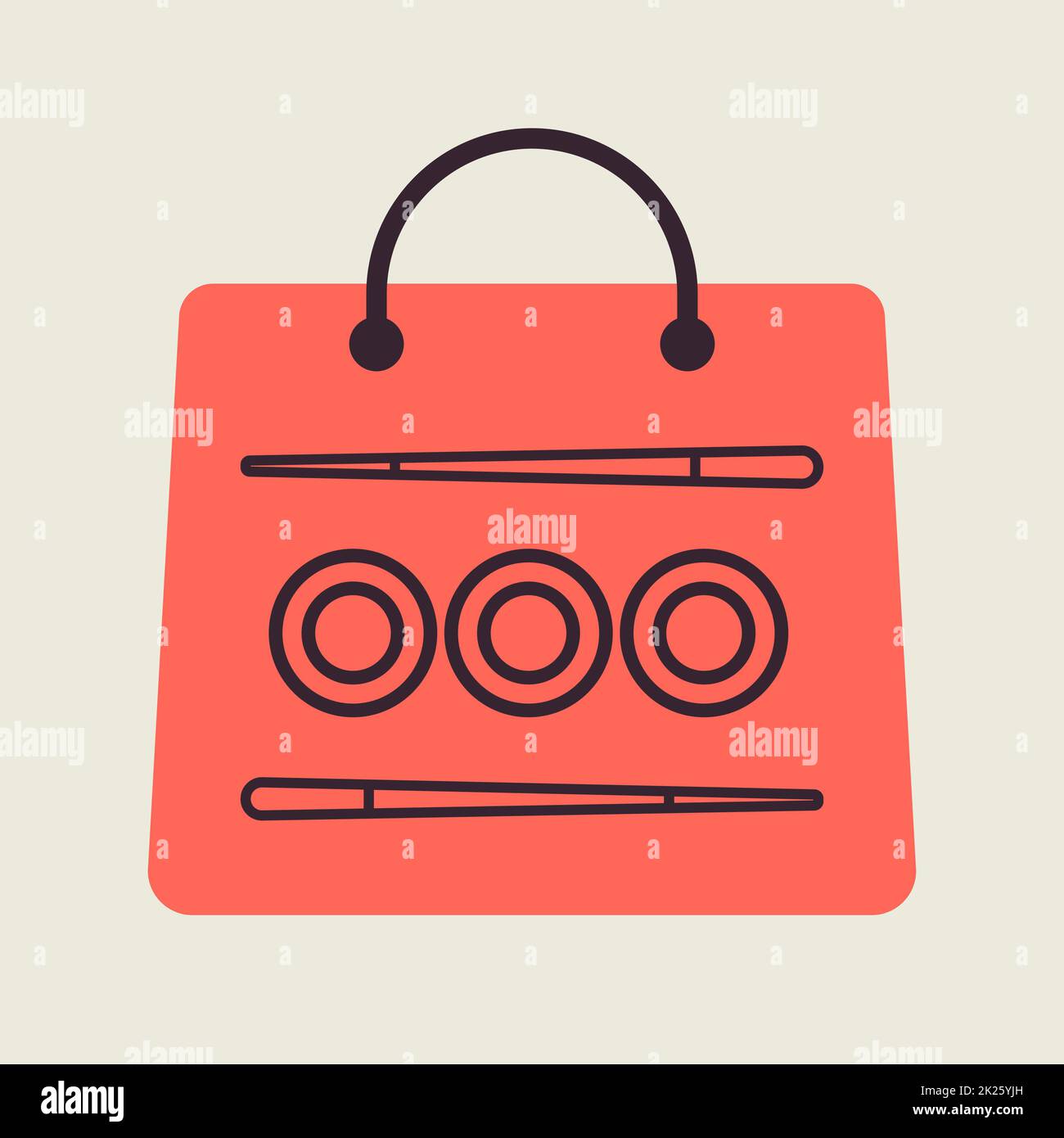 Sushi delivery vector icon. Bag for sushi delivery Stock Photo