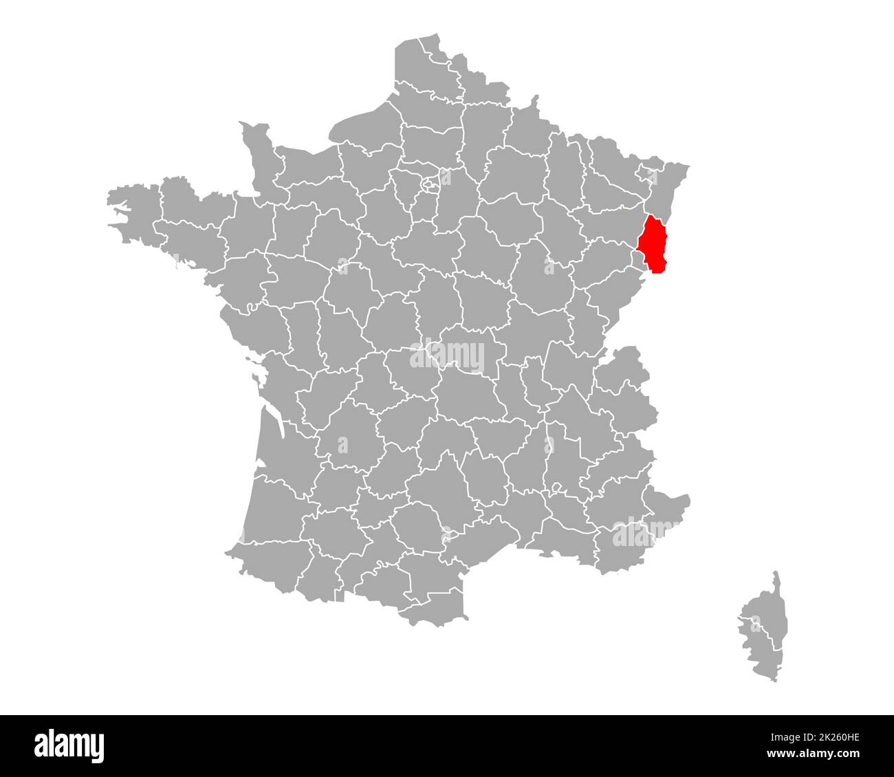 Map of Haut-Rhin in France Stock Photo