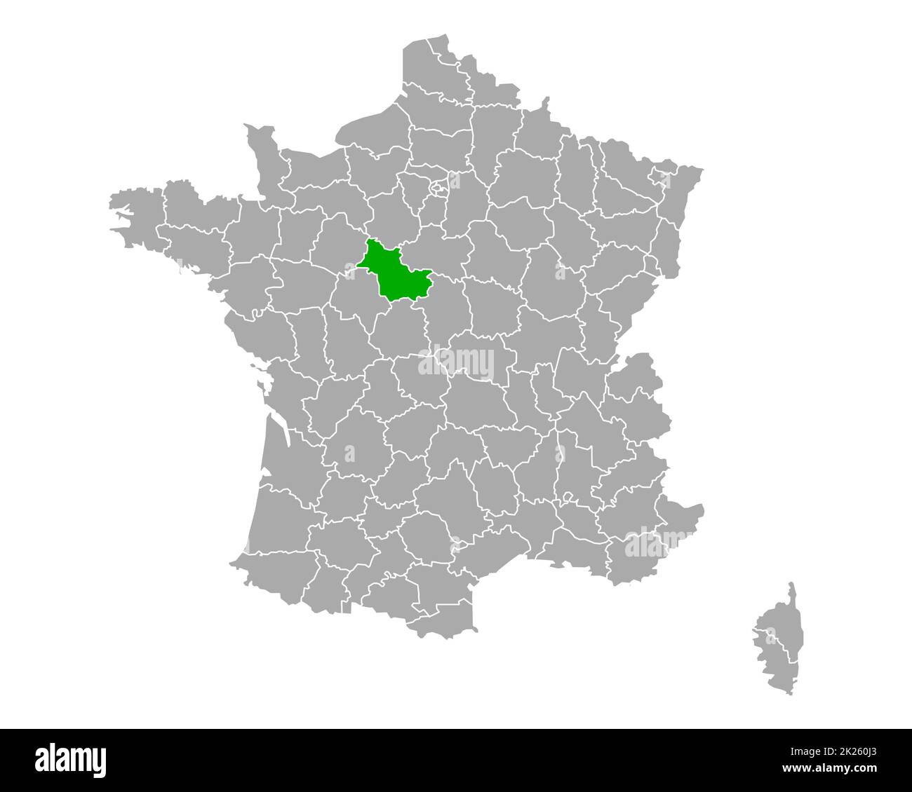 Map of Loir-et-Cher in France Stock Photo