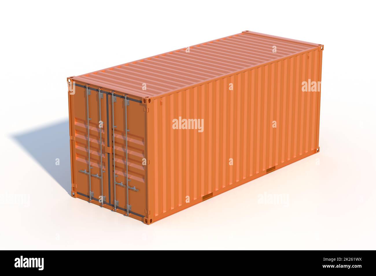 Ship cargo container 20 feet length. Brown metallic freight box with ...