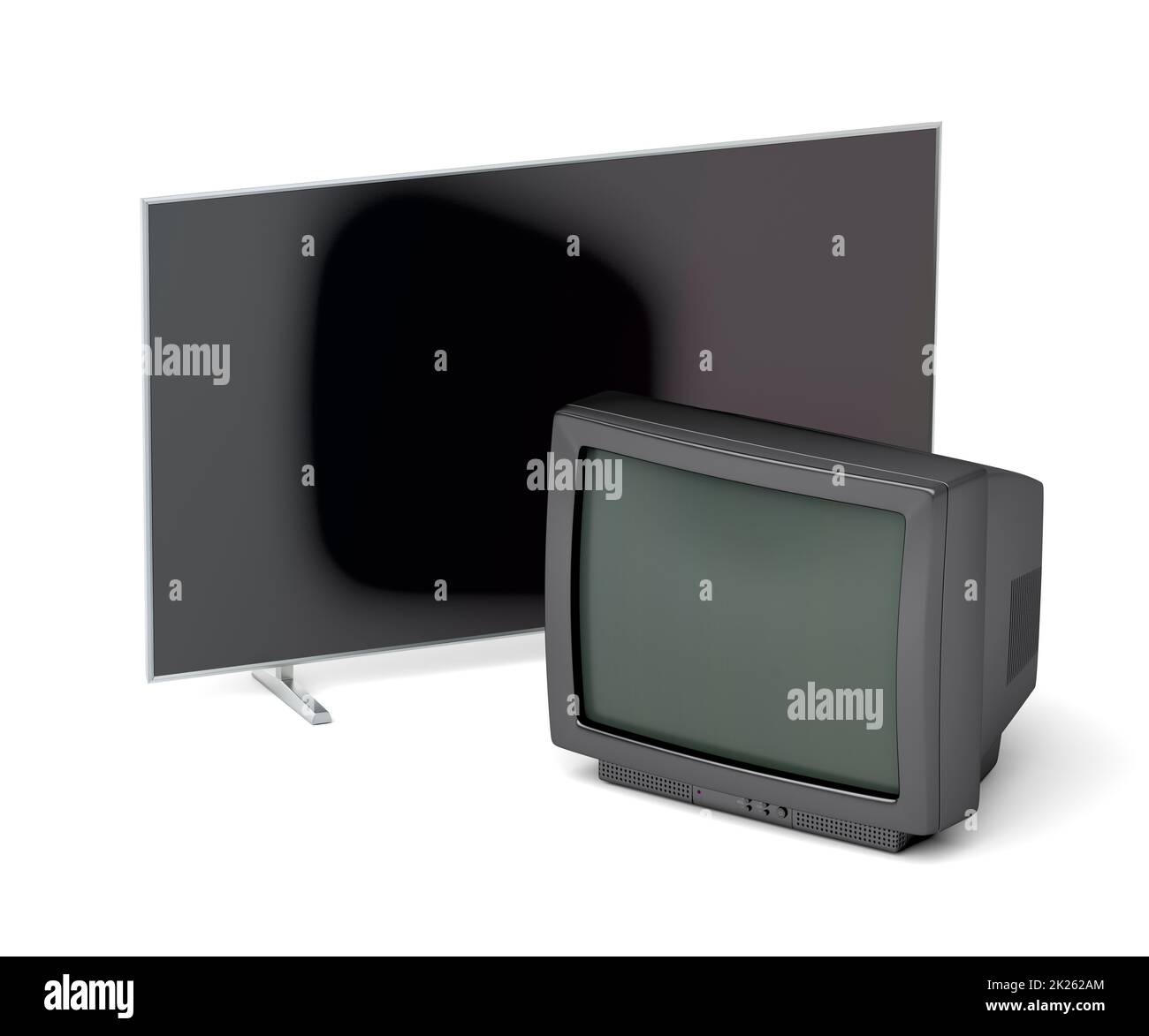 Flat screen and CRT televisions Stock Photo