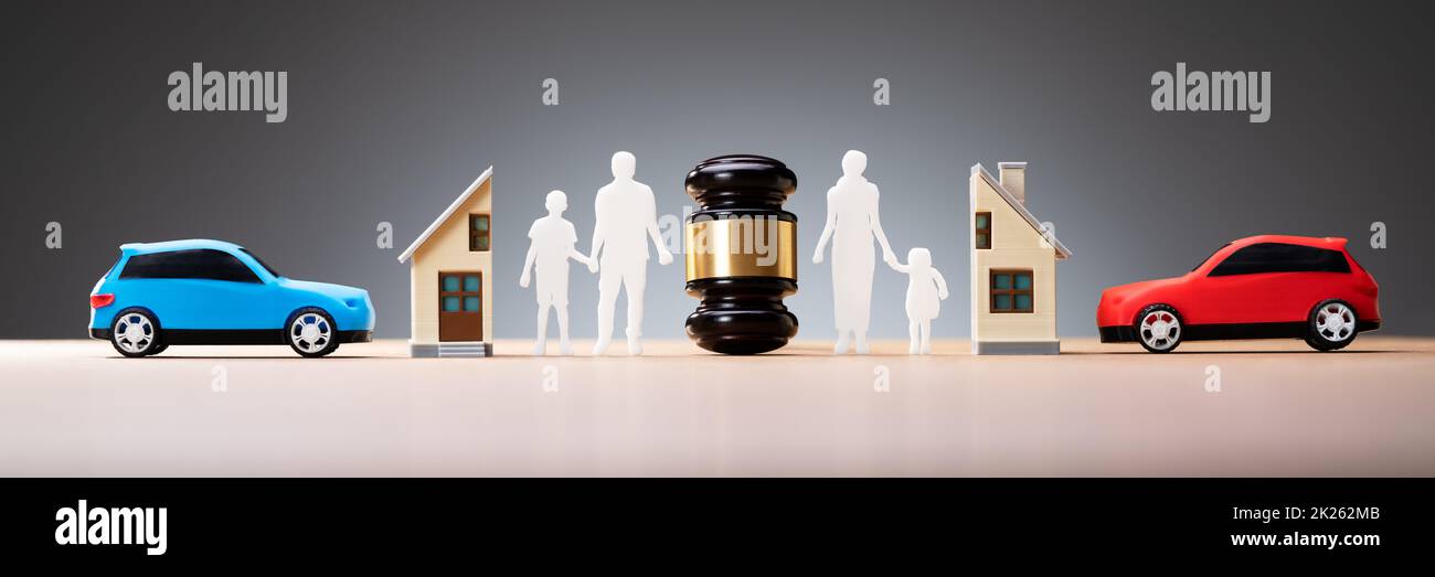 Family Divorce And House Split Stock Photo