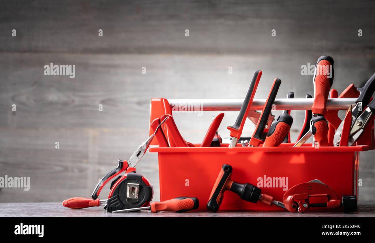 DIY Handyman Toolkit. Carpenter Hardware Stock Photo - Alamy