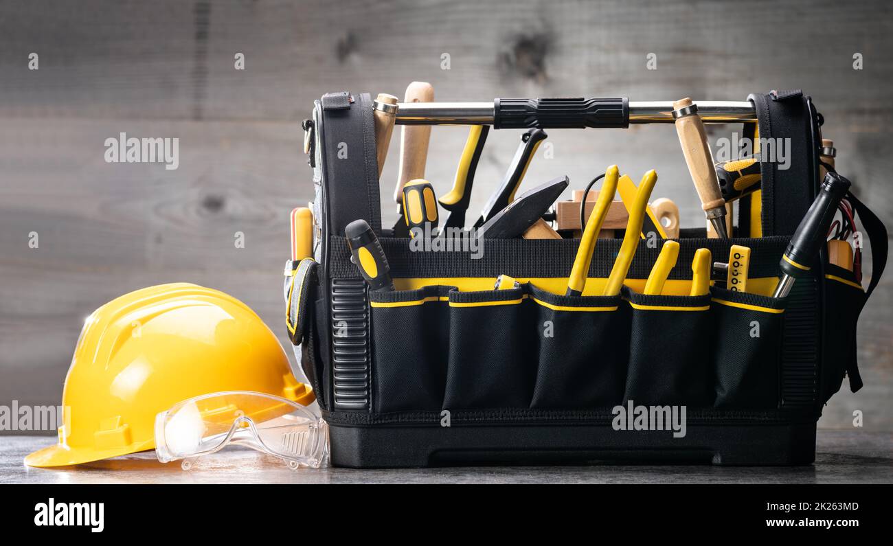 Various Manual Tools And Hardware In Toolbox Stock Photo Alamy