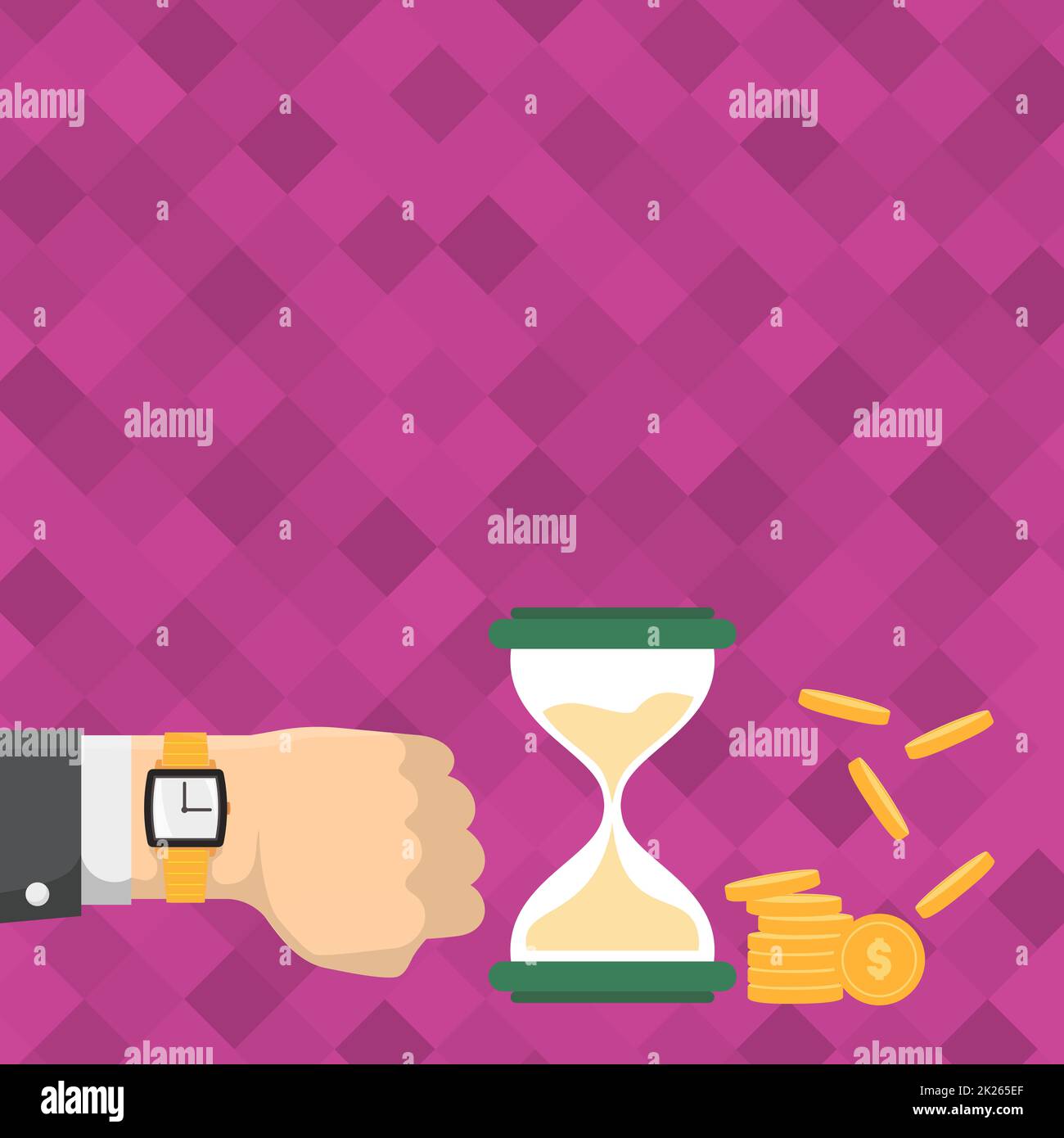 Businessman Using Wristwatch Around Hand Showing Hourglass Indicating ...