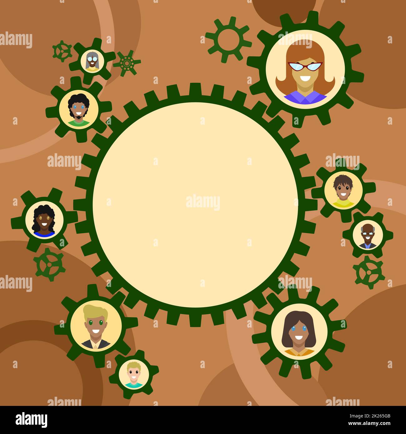 Colleagues Presented Inside Cogwheels Showing Definition Of Teamwork