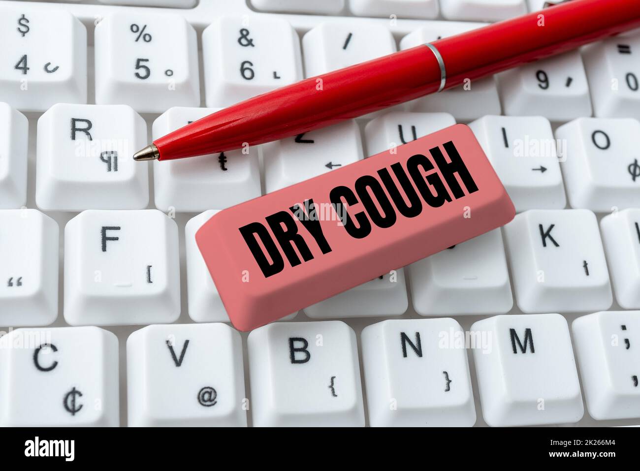 Sign displaying Dry Cough. Word for cough that are not accompanied by phlegm production or mucus Downloading Online Files And Data, Uploading Programming Codes Stock Photo