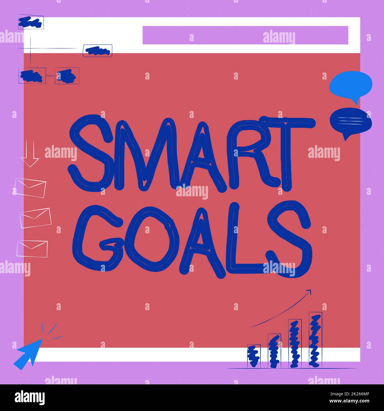 Text sign showing Smart Goals. Word Written on mnemonic used as a basis for setting objectives and direction Illustration Of Board Receiving Messages And Searching Improvements. Stock Photo