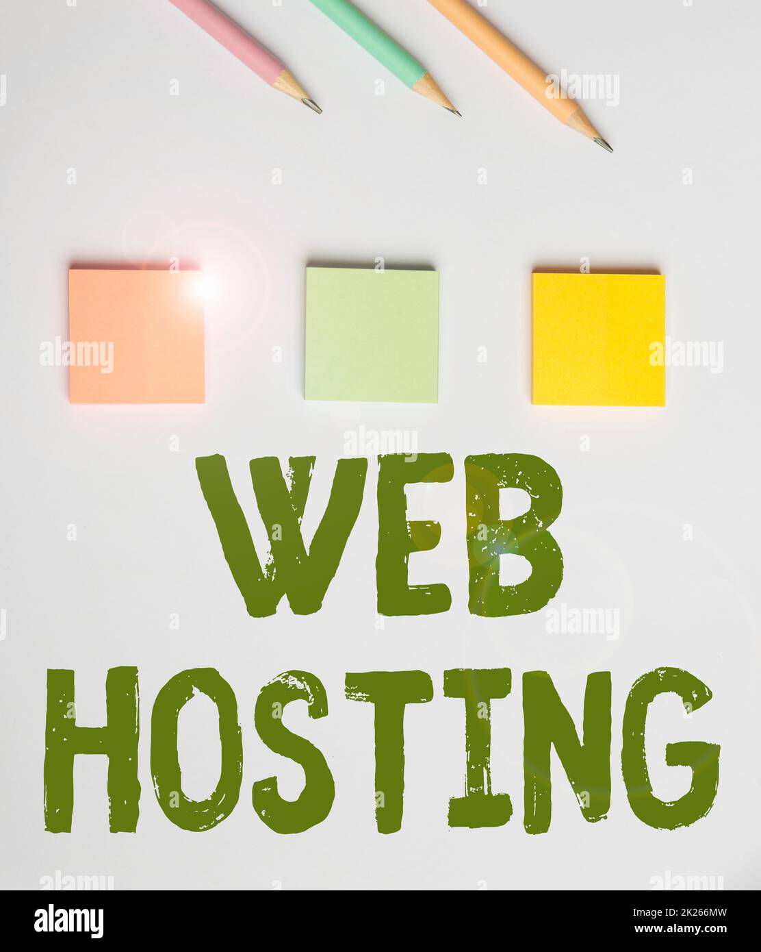 Handwriting text Web Hosting. Concept meaning business allowing access to a server to store data in a website Flashy School Office Supplies, Bright Teaching Learning Collections Stock Photo