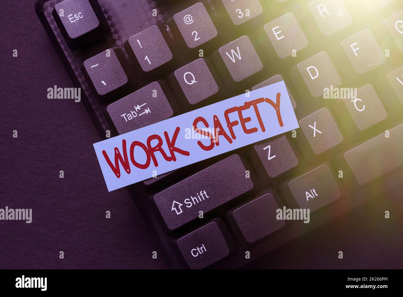 Conceptual caption Work Safety. Word Written on preventive measures applied by firms to protect workers health Typing New Email Titles Concept, Drafting Internet Article Ideas Stock Photo