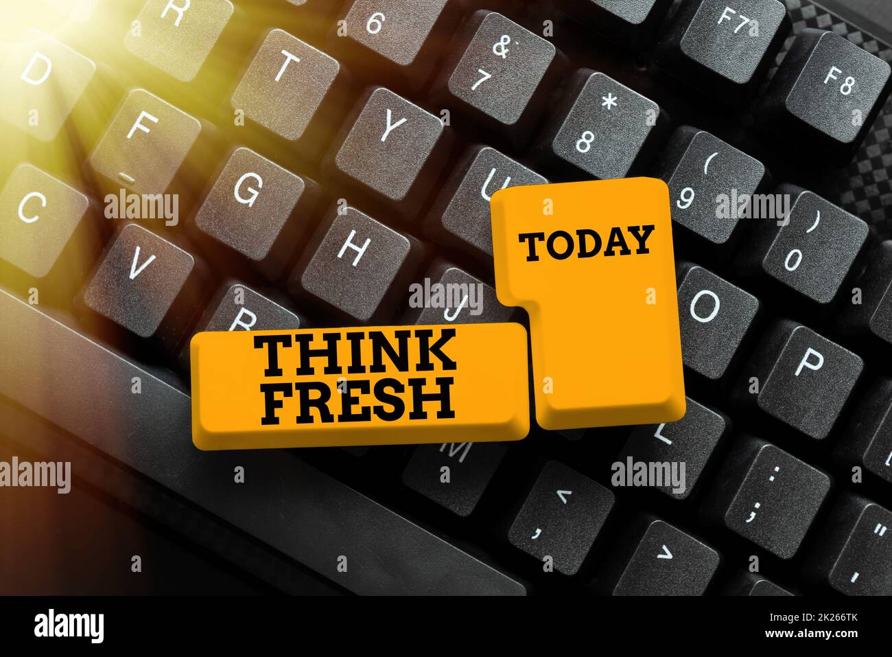 Text sign showing Think Fresh. Concept meaning a new perspective of thinking when producing ideas and concepts Connecting With Online Friends, Making Acquaintances On The Internet Stock Photo