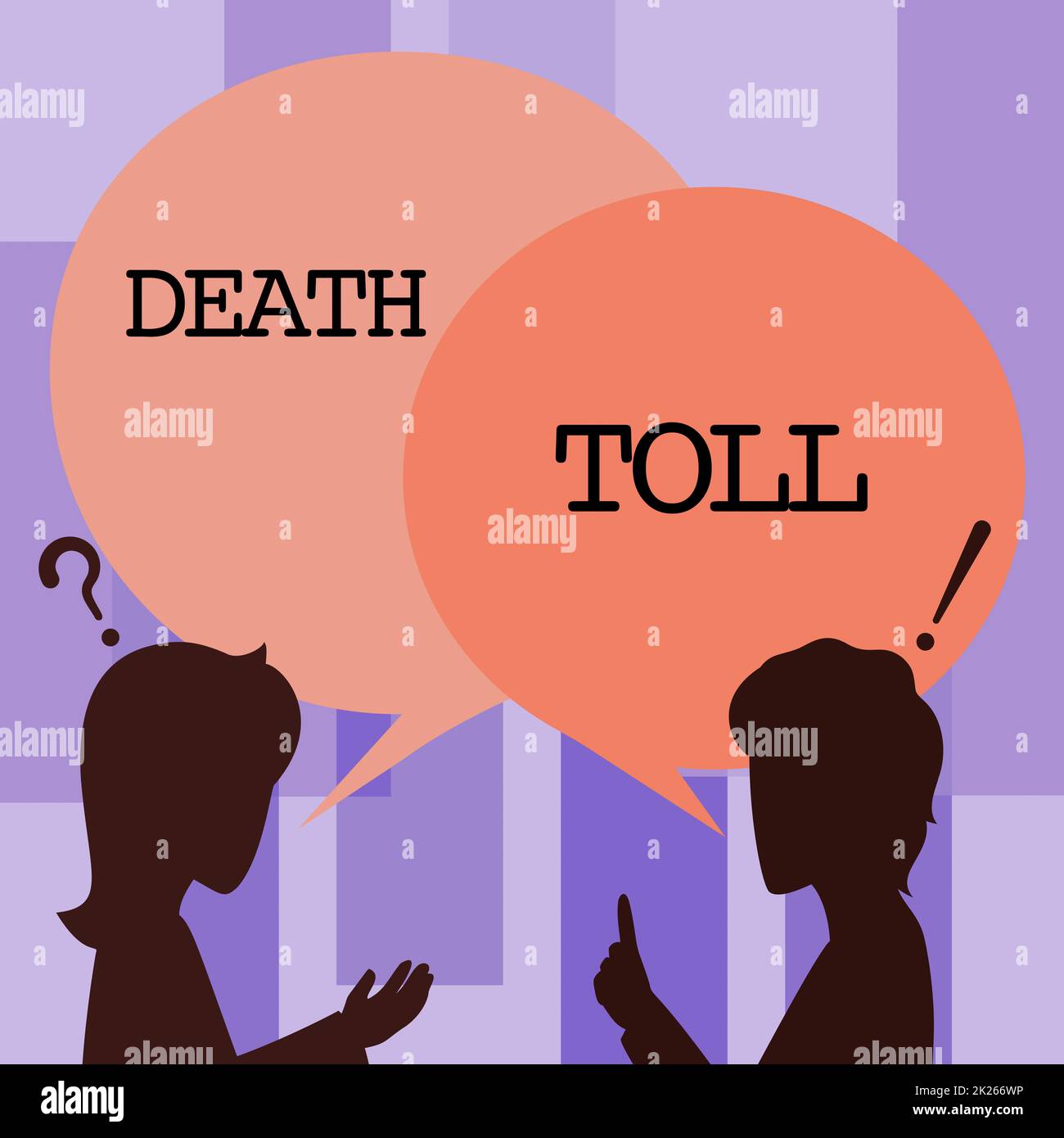 Inspiration showing sign Death Toll. Concept meaning the number of deaths resulting from a particular incident Couple Drawing With Chat Cloud Talking To Each Other Sharing Ideas. Stock Photo