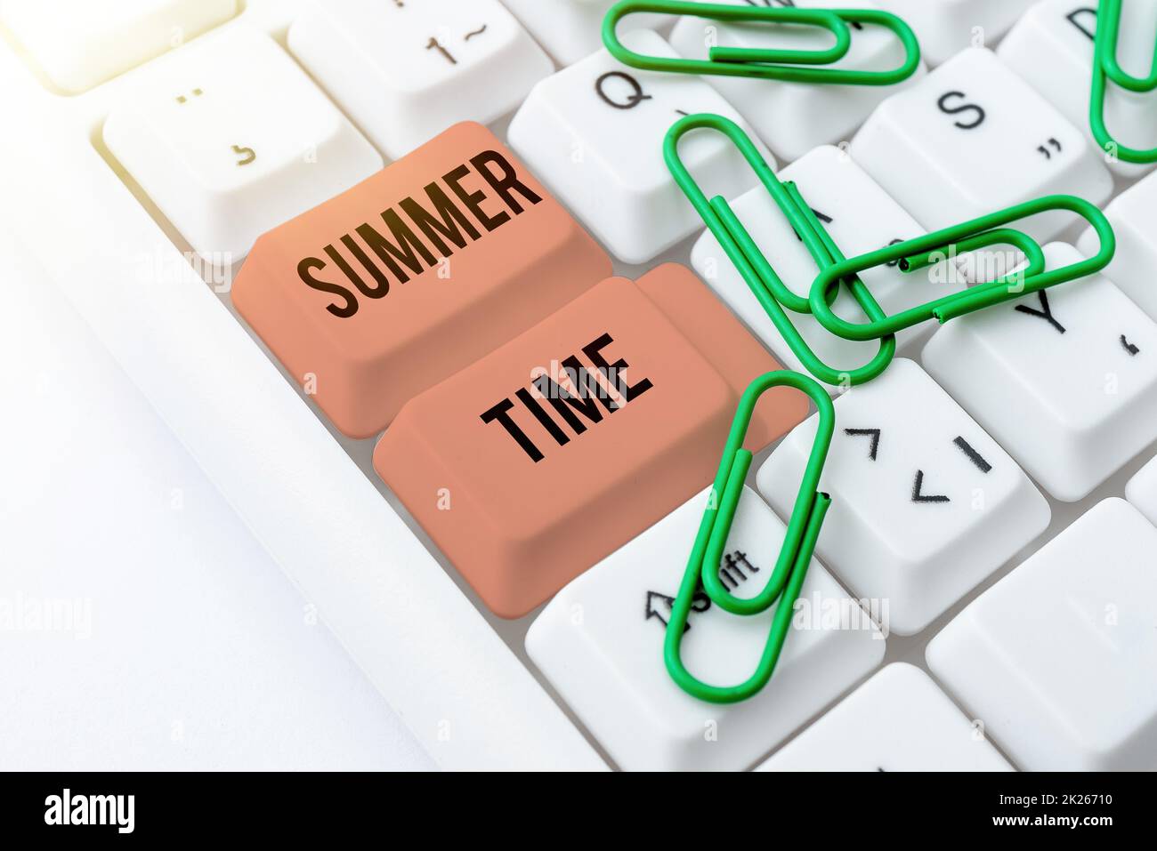 Text showing inspiration Summer Time. Concept meaning the hottest season of the year characterized by short nights Upgrading And Repairing Old Website, Enhancing Software Codes Stock Photo