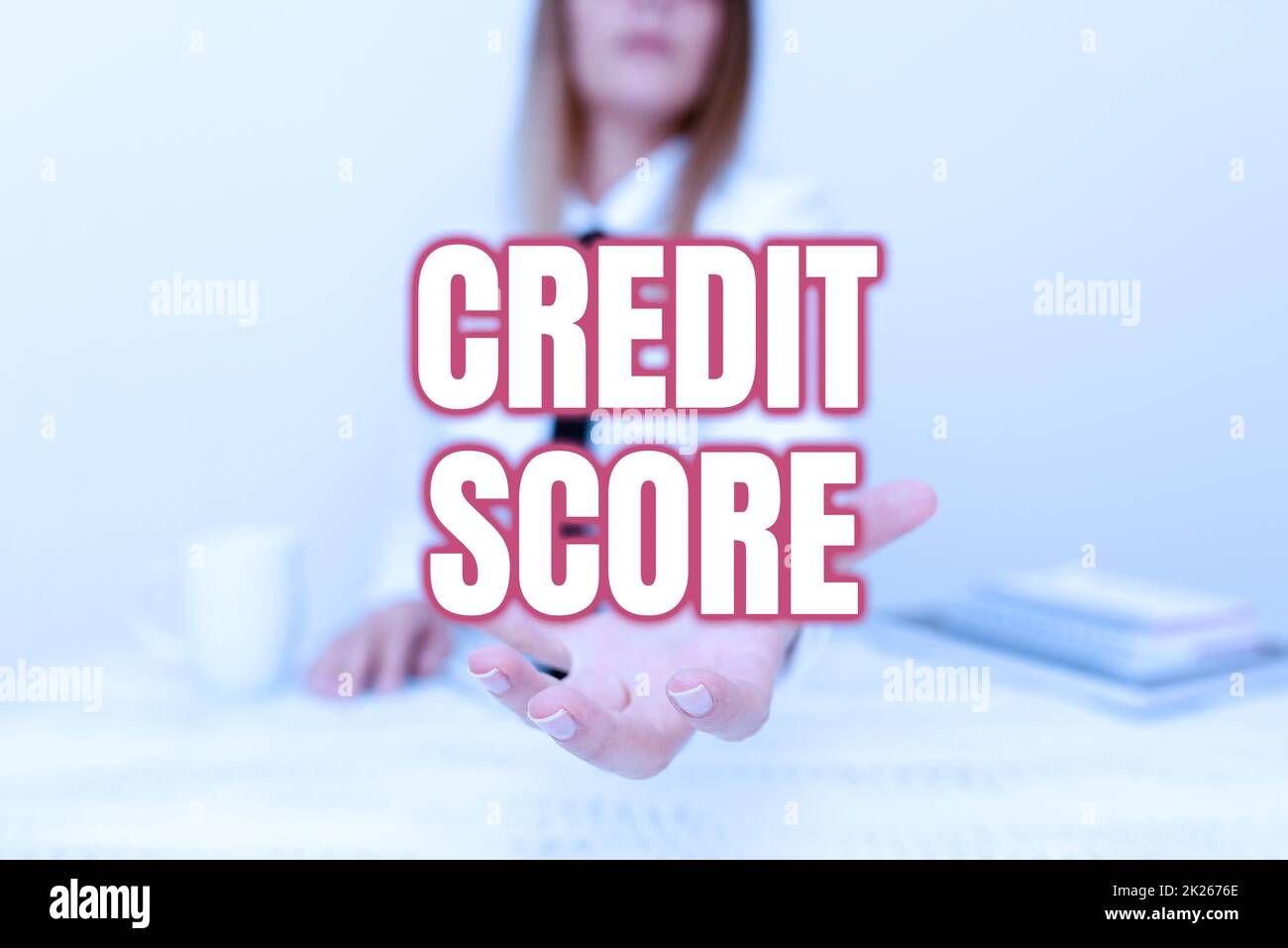 Inspiration showing sign Credit Score. Internet Concept numerical expression that indicates a person s is creditworthiness App Developer Presenting New Program, Displaying Upgraded Device Stock Photo