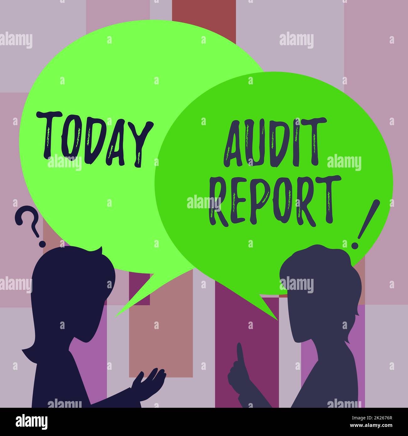 Conceptual display Audit Report. Business overview An appraisal of complete financial status of a business Assets Couple Drawing With Chat Cloud Talking To Each Other Sharing Ideas. Stock Photo