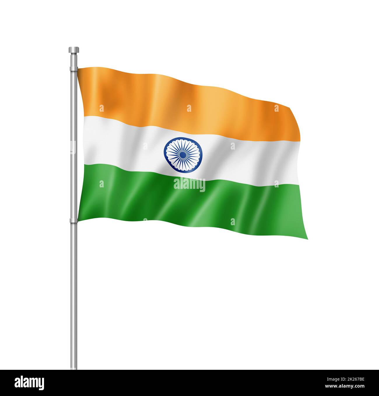 Indian flag isolated on white Stock Photo