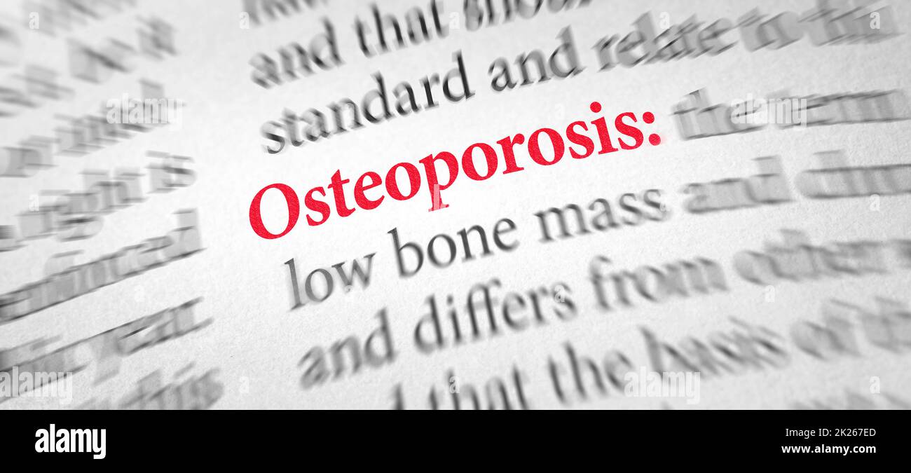 Definition of the word Osteoporosis in a dictionary Stock Photo