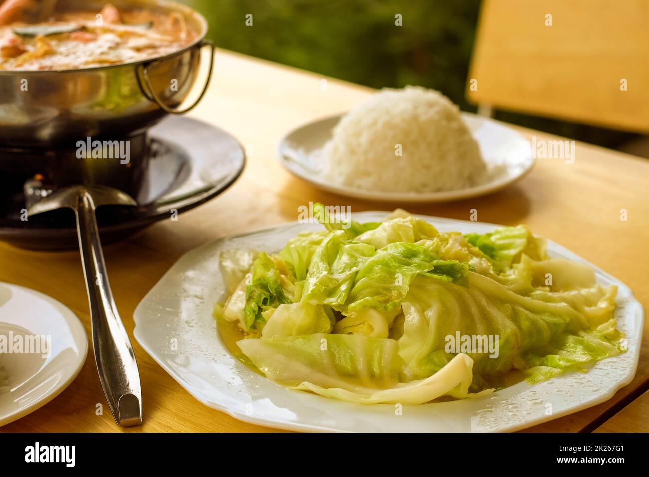 Fried Cabbage with Fish Sauce food traditional lunch object still life image Stock Photo