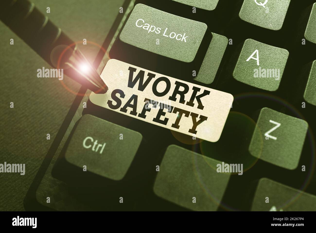 Writing displaying text Work Safety. Business approach preventive measures applied by firms to protect workers health Abstract Typing A Good Restaurant Review, Ordering Food Online Concept Stock Photo