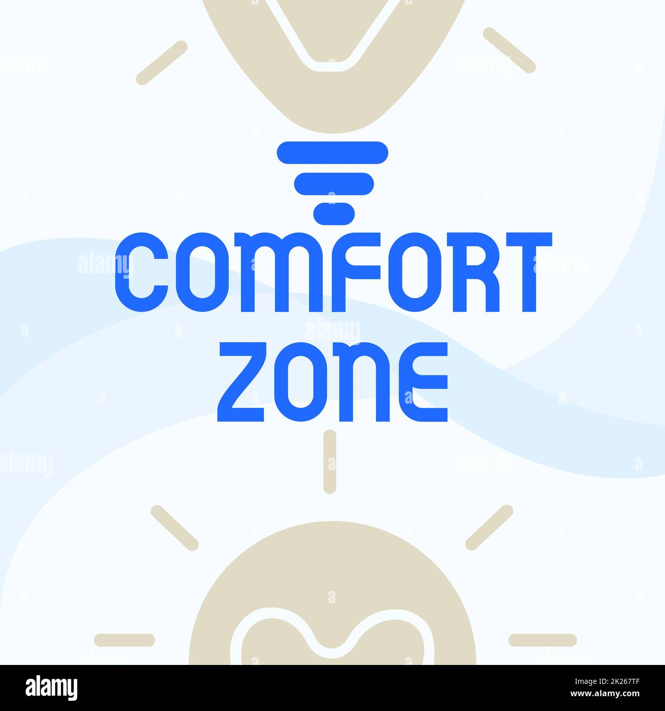 Inspiration showing sign Comfort Zone. Business approach A situation where one feels safe or at ease have Control Glowing Light Bulb Drawing Displaying Fresh Discoveries. Stock Photo