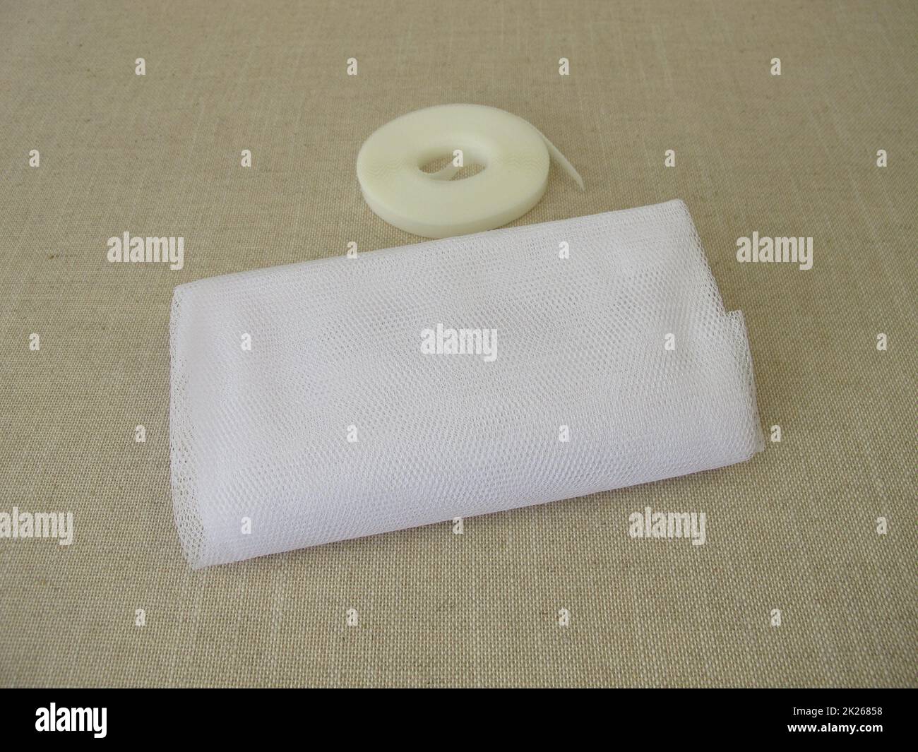 Insect screen for the window in white and fixing tape Stock Photo - Alamy