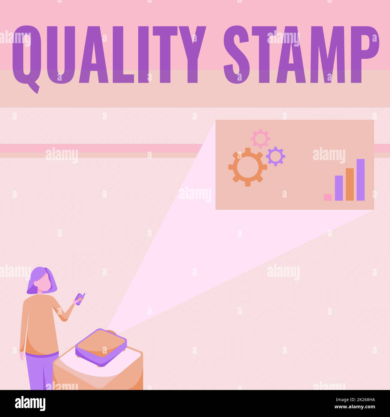Conceptual display Quality Stamp, Concept meaning Seal of Approval Good