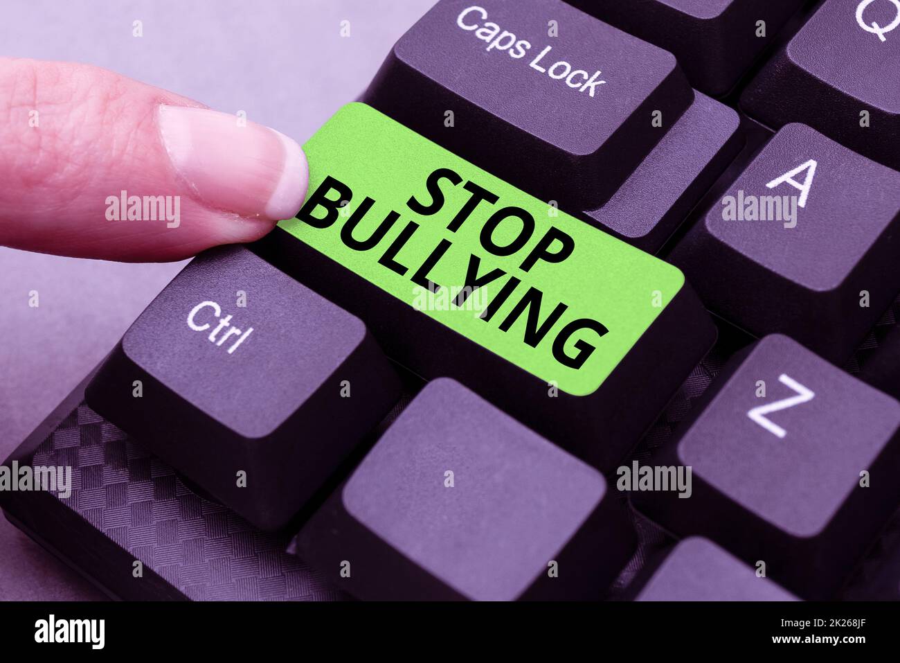 Handwriting text Stop Bullying. Business concept Fight and Eliminate this Aggressive Unacceptable Behavior Abstract Gathering Investigation Clues Online, Presenting Internet Ideas Stock Photo