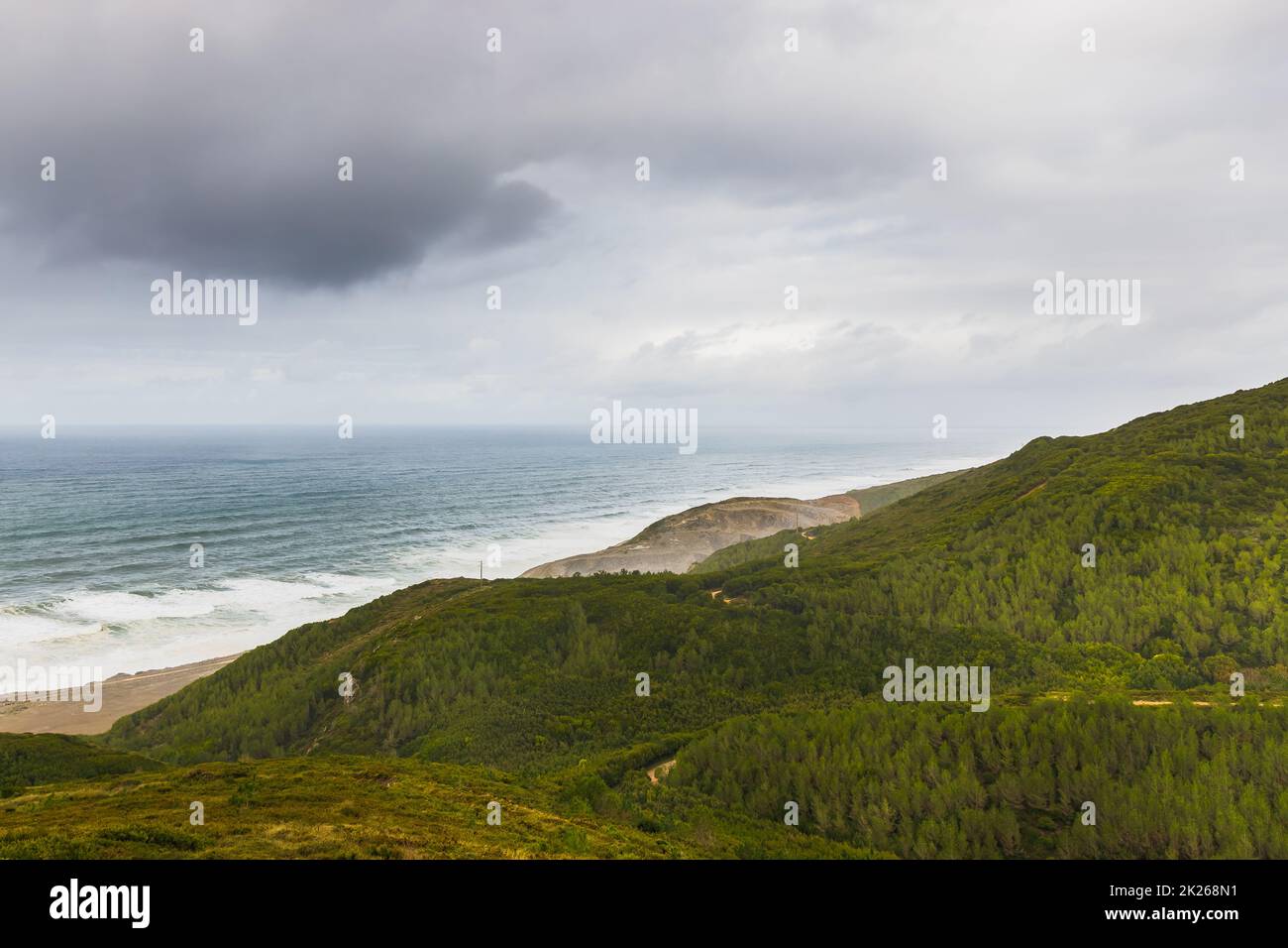 sea-view-on-a-bad-weather-day-on-the-heights-of-figueira-da-foz-stock