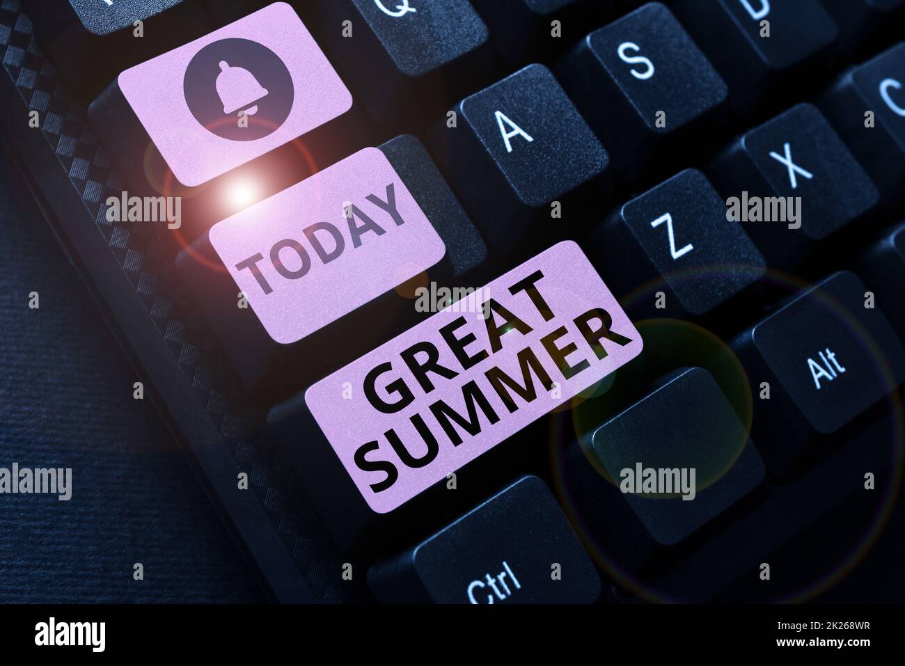Sign displaying Great Summer. Conceptual photo Having Fun Good Sunshine Going to the beach Enjoying outdoor Typing Online Class Review Notes, Abstract Retyping Subtitle Tracks Stock Photo