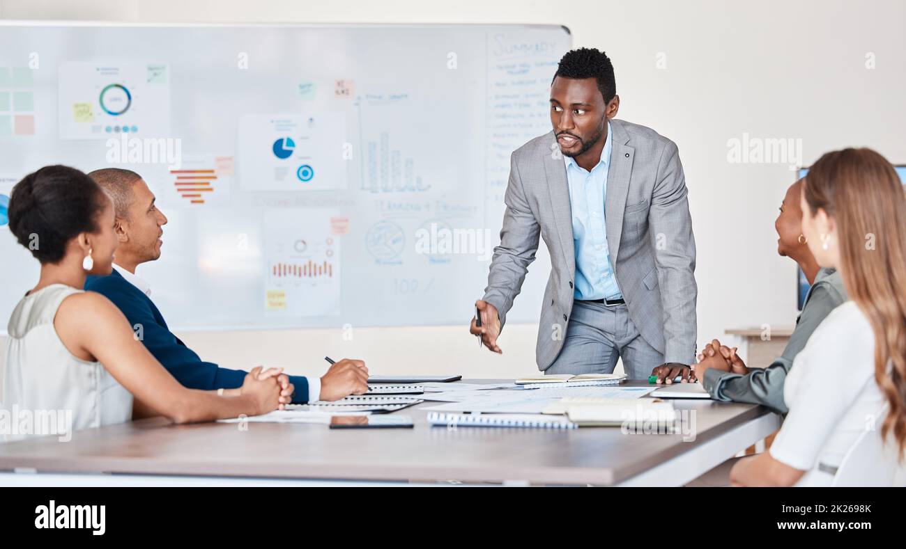 Businessman sales presentation or marketing and finance report update