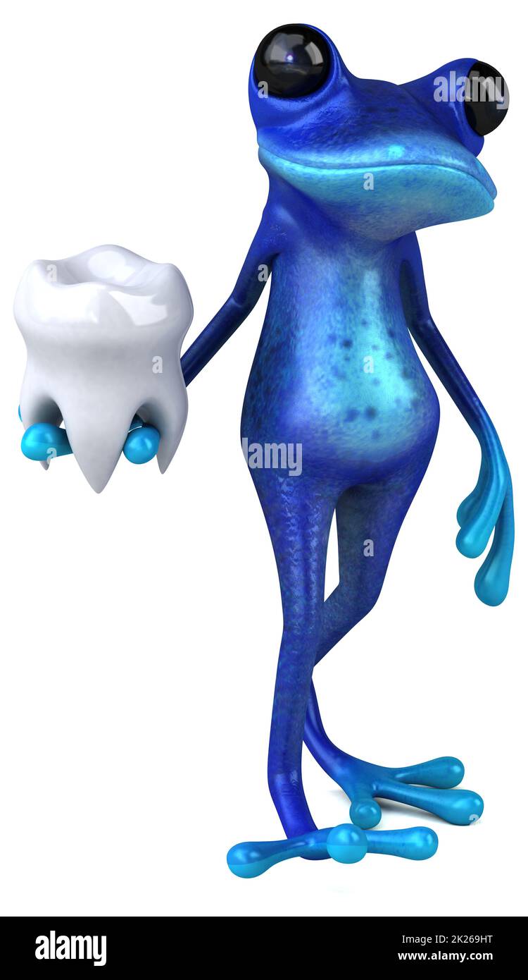 Fun blue frog 3D Illustration Stock Photo Alamy