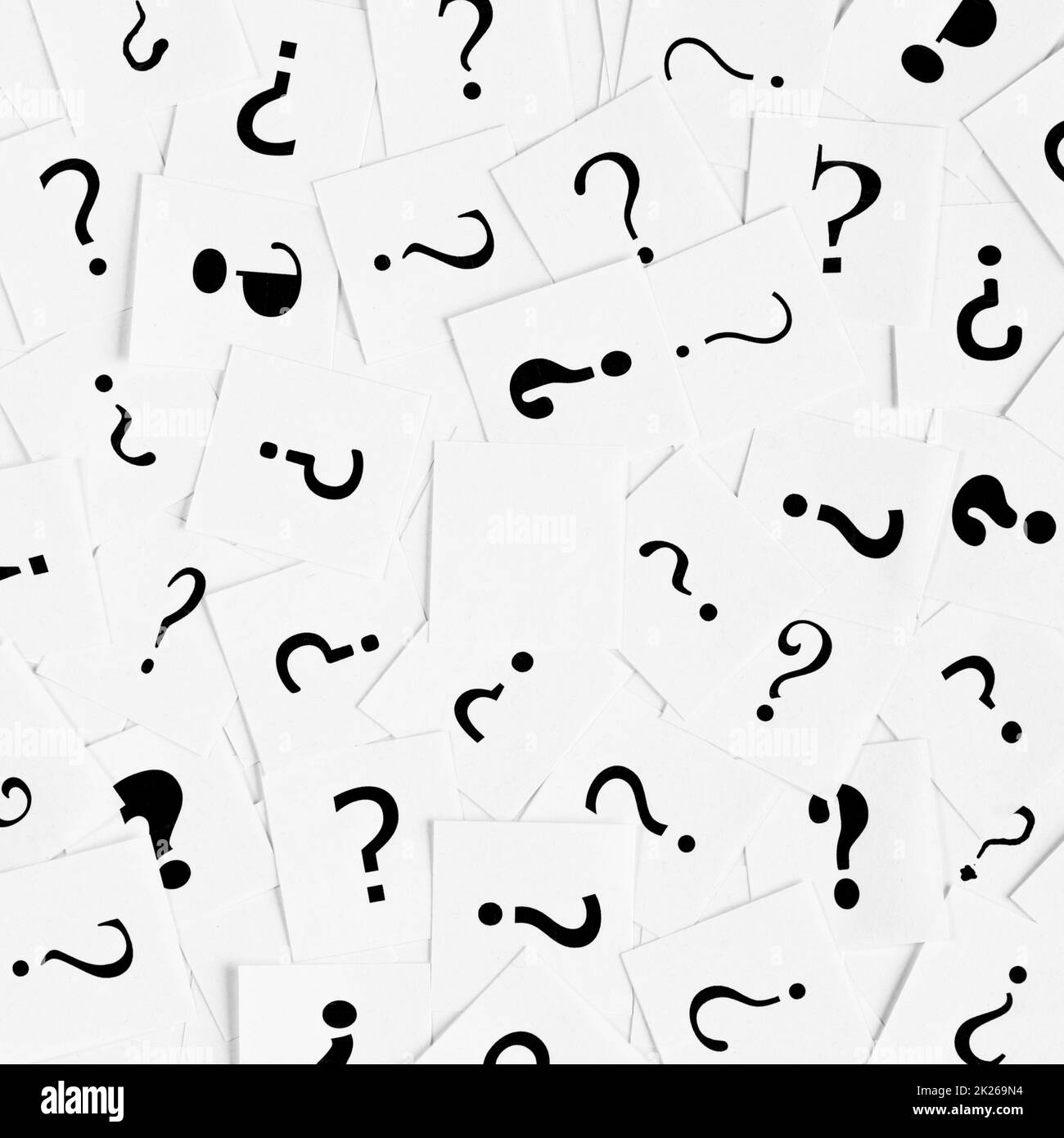 Pile of question mark signs scattered around Stock Photo
