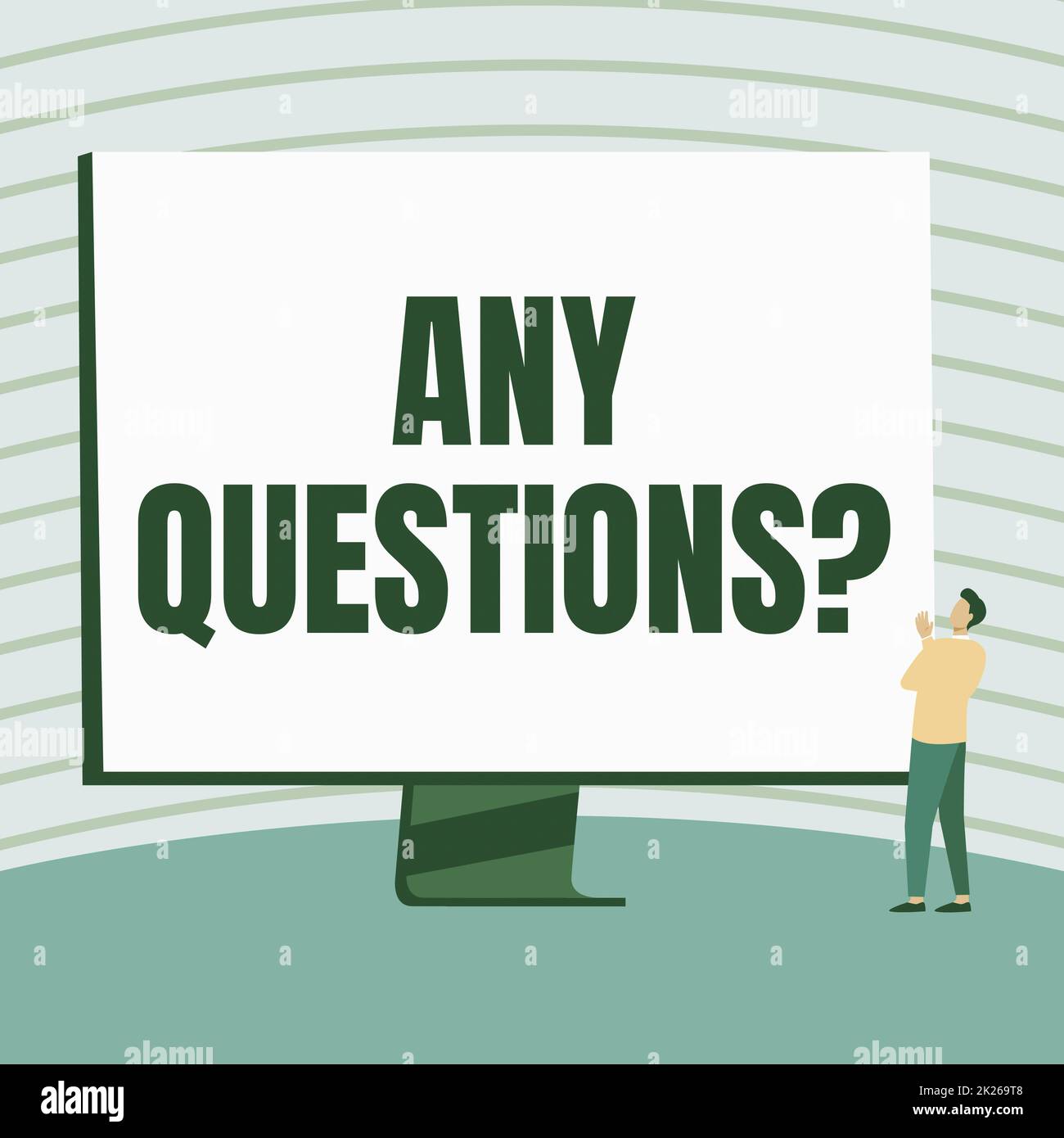 Handwriting text Any Questions Question. Concept Allowing any