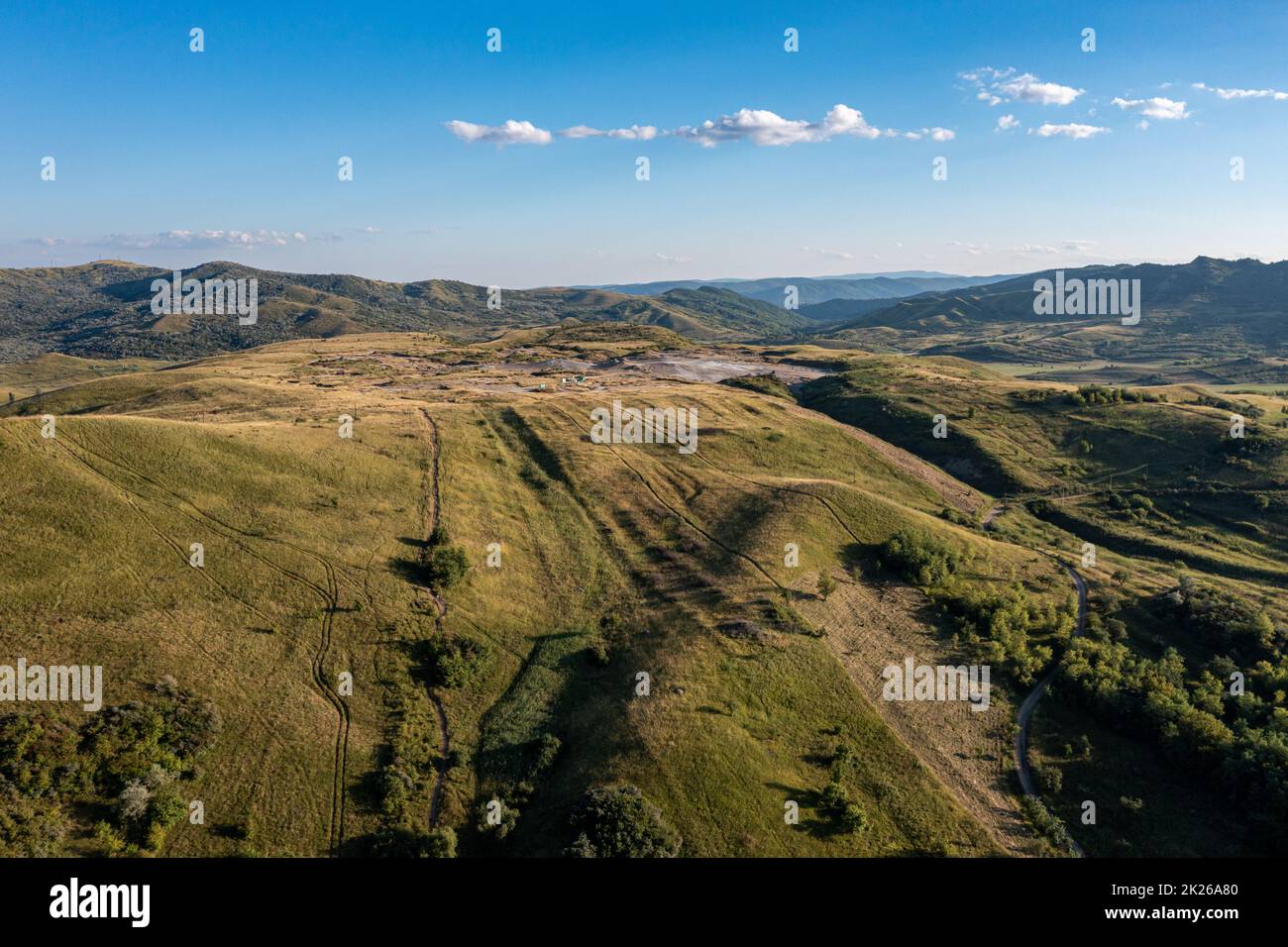 The landscape of the mud volcanoes of Berca in Romania Stock Photo