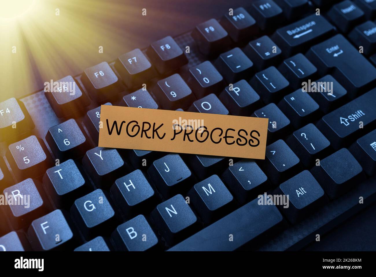 Hand writing sign Work Process. Business concept Standard procedures how to handle a particular