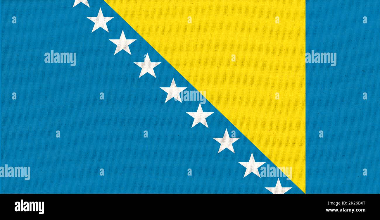 Flag of Bosnia and Herzegovina. National flag on fabric surface Stock Photo