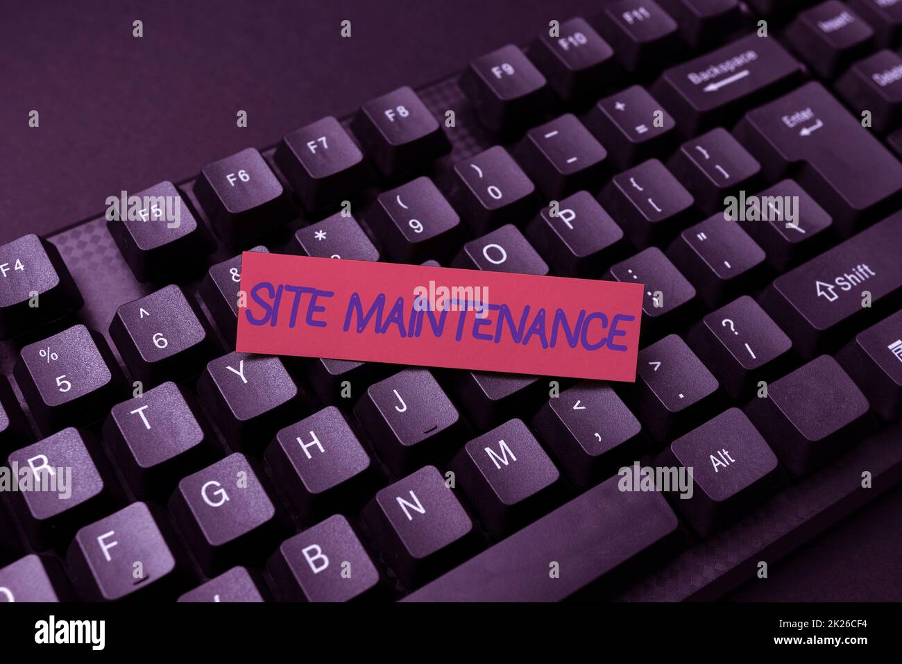 Conceptual display Site Maintenance. Business approach Monitoring and regularly checking your website for issues Retyping Old Worksheet Data, Abstract Typing Online Reservation Lists Stock Photo