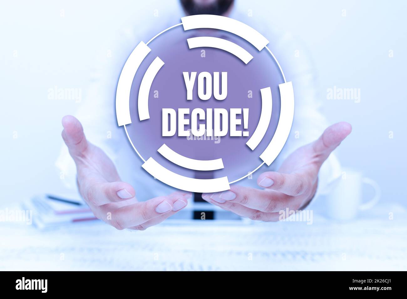 Sign displaying You Decide. Business idea giving a chance to somebody to decide over a set of choices Presenting Communication Technology Smartphone Voice And Video Calling Stock Photo