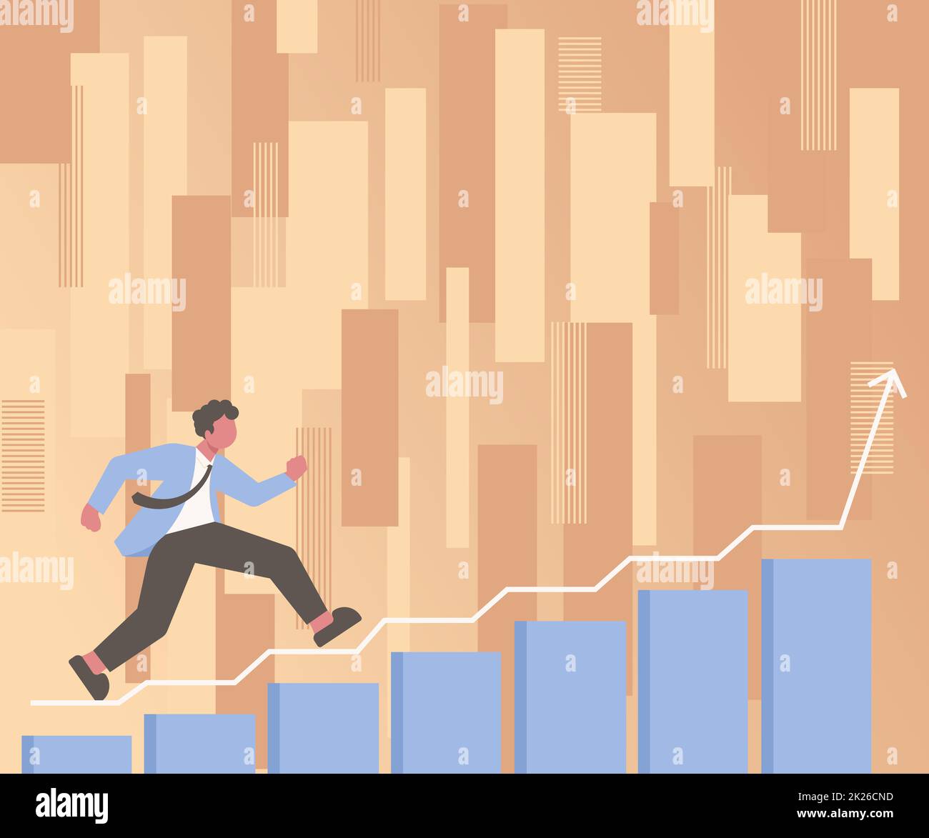 Success Forward Gentleman In Suit Climbing Staris Running Forward Success Reaching ...