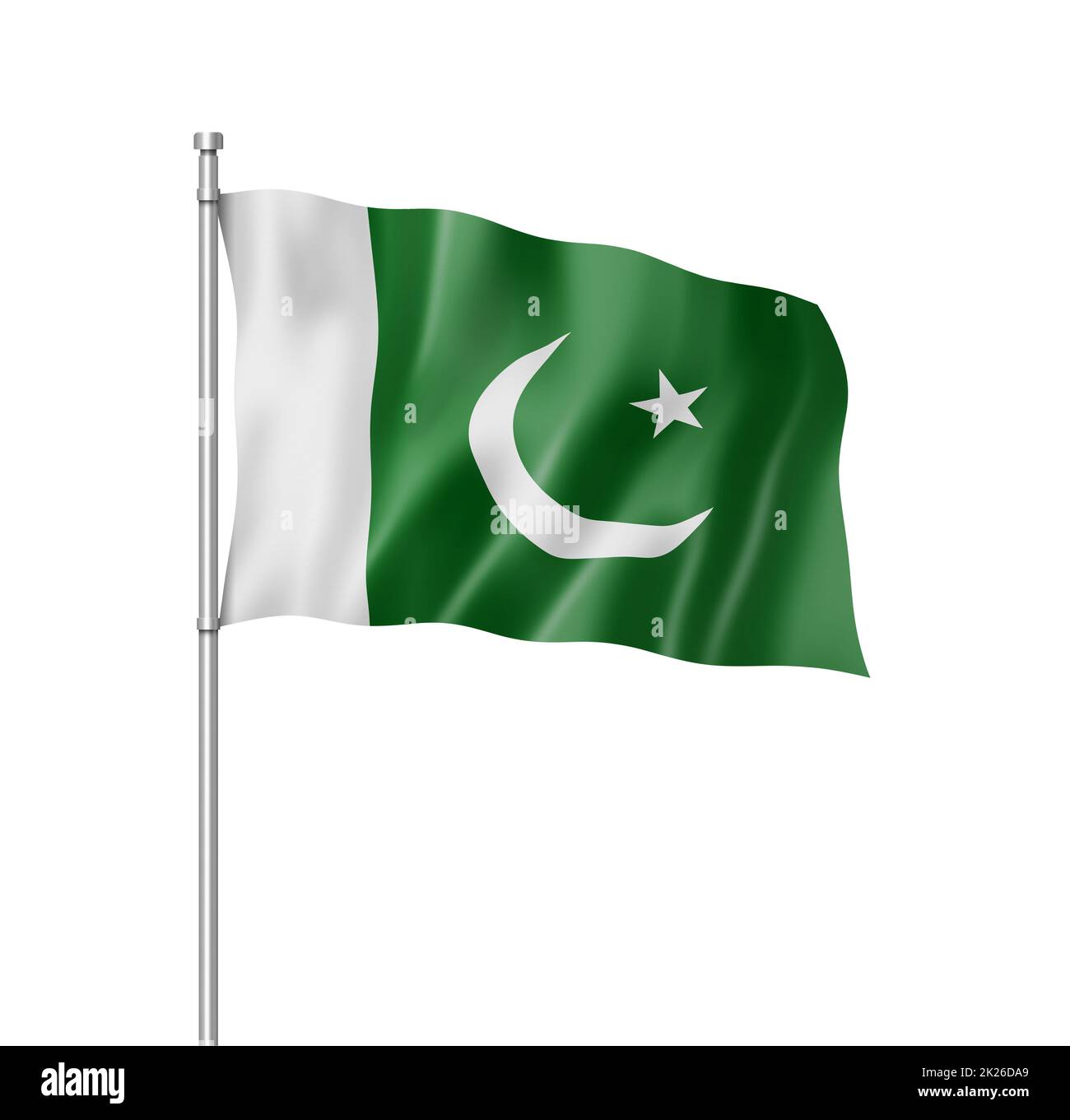 Pakistani flag isolated on white Stock Photo