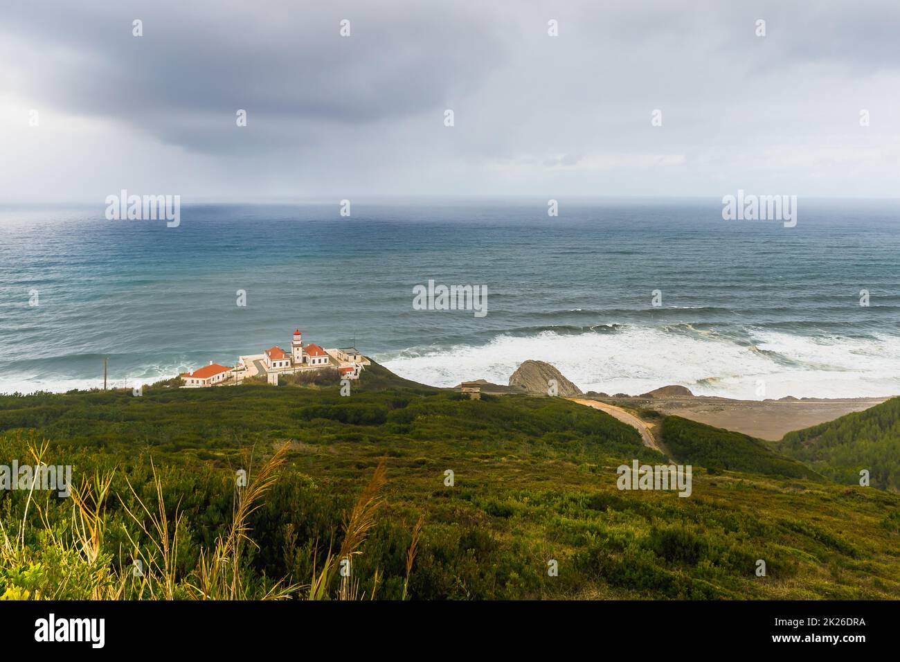 sea-view-on-a-bad-weather-day-on-the-heights-of-figueira-da-foz-stock