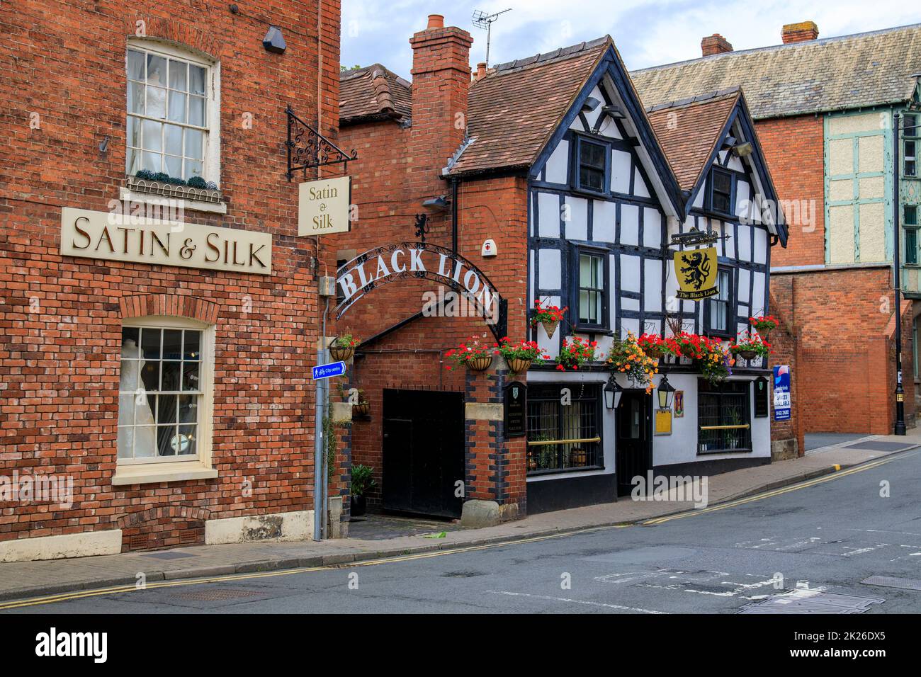 The Black Lion Inn is a Grade II Listed Building in Hereford, Herefordshire, England, UK Stock Photo