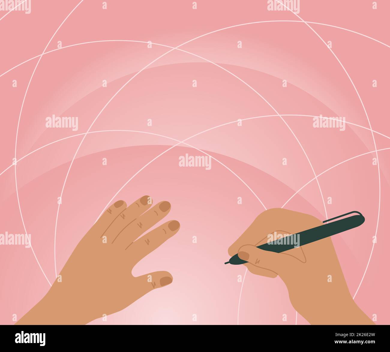 Hands Using Pencil Strategizing Newest Innovative Creative Goal Plans