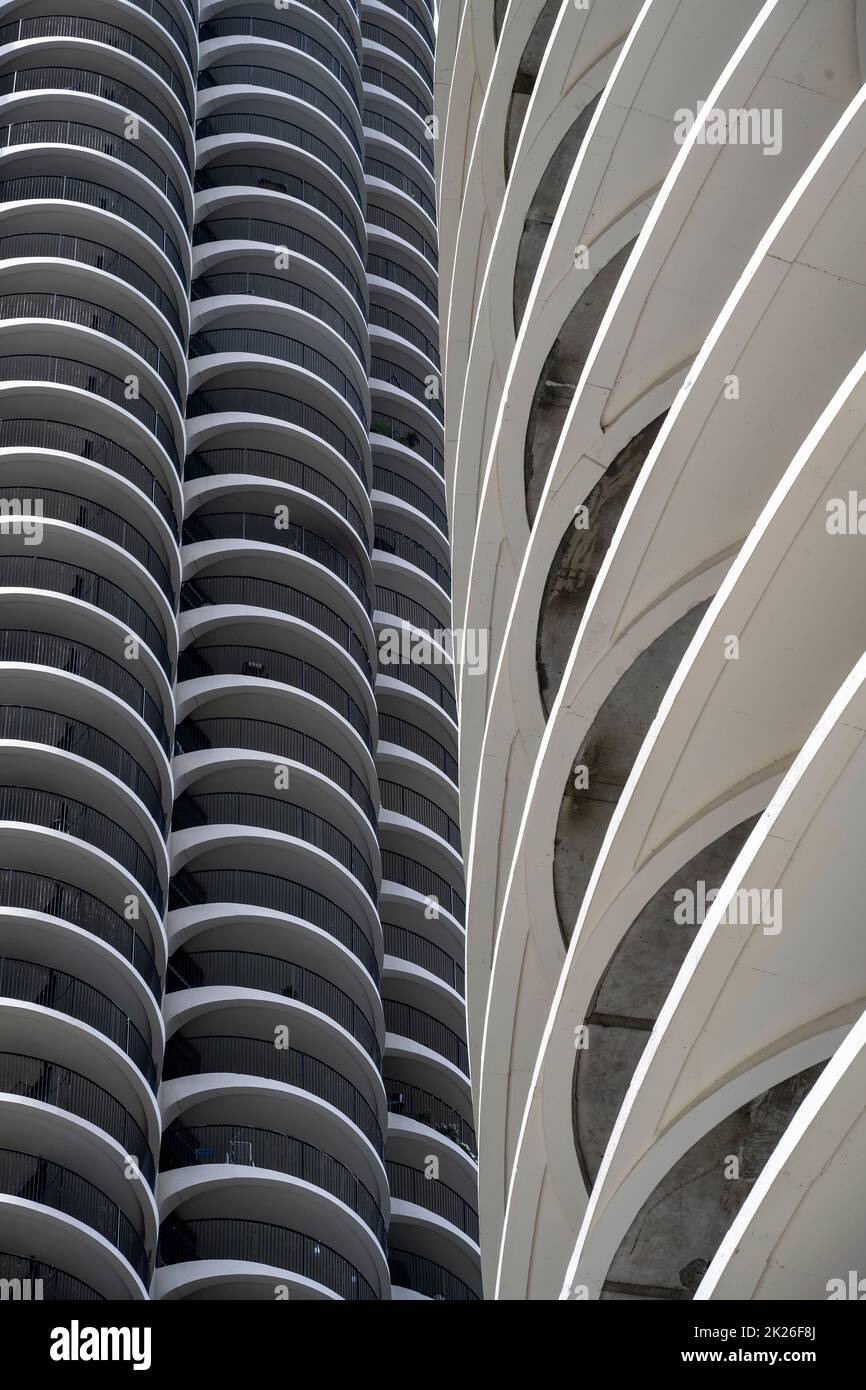 Marina City residential building complex designed by architect Bertrand Goldberg, Chicago, Illinois, USA Stock Photo