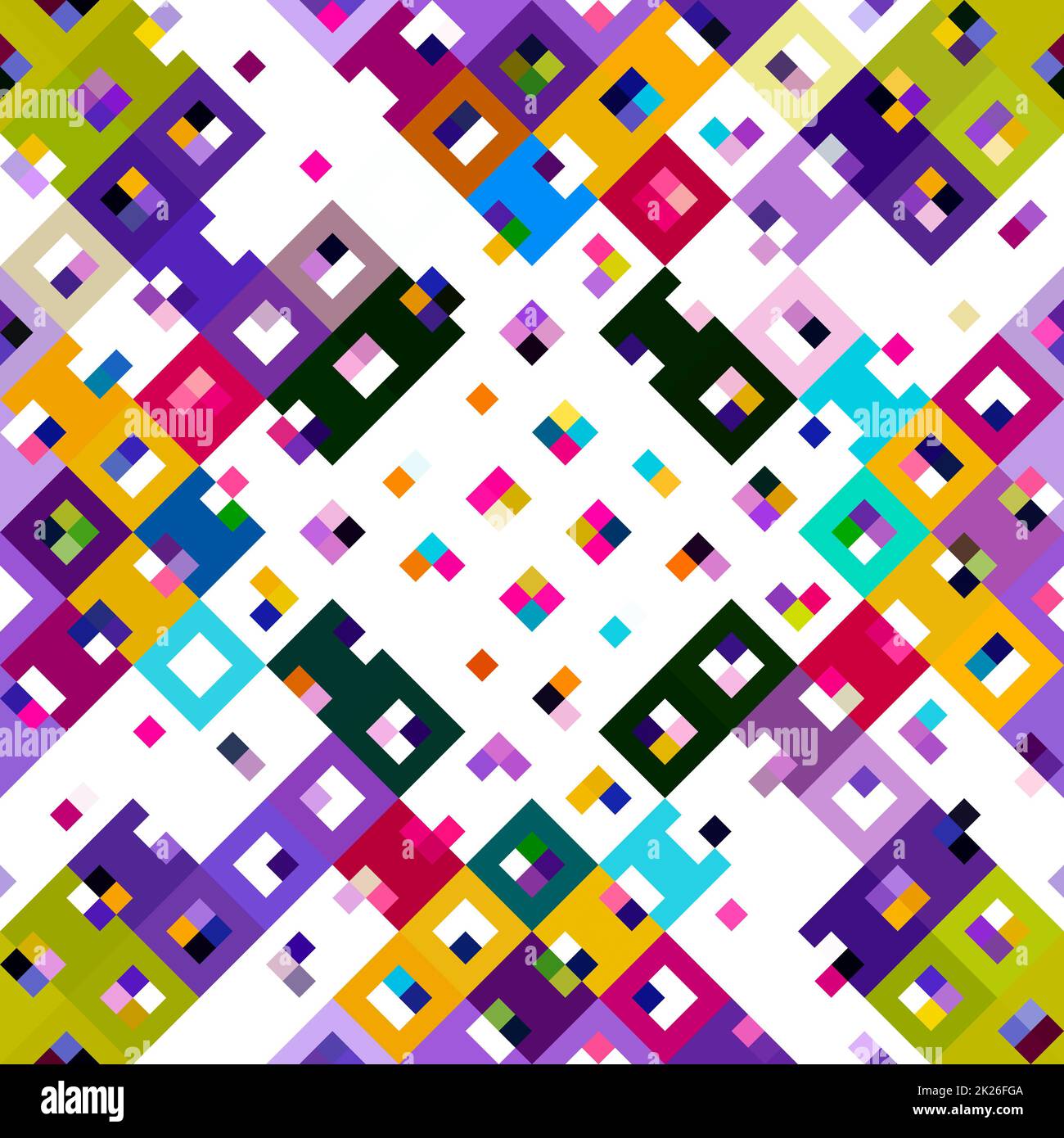 Kaleidoscopic geo pixel pattern. Playful fun pink wallpaper. Colorful ...