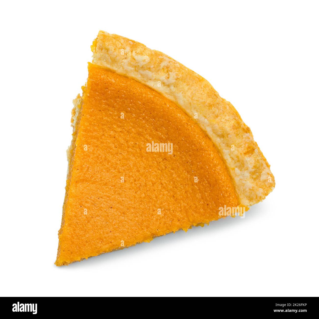 Slice of Pumpkin Pie Top View Cut Out. Stock Photo