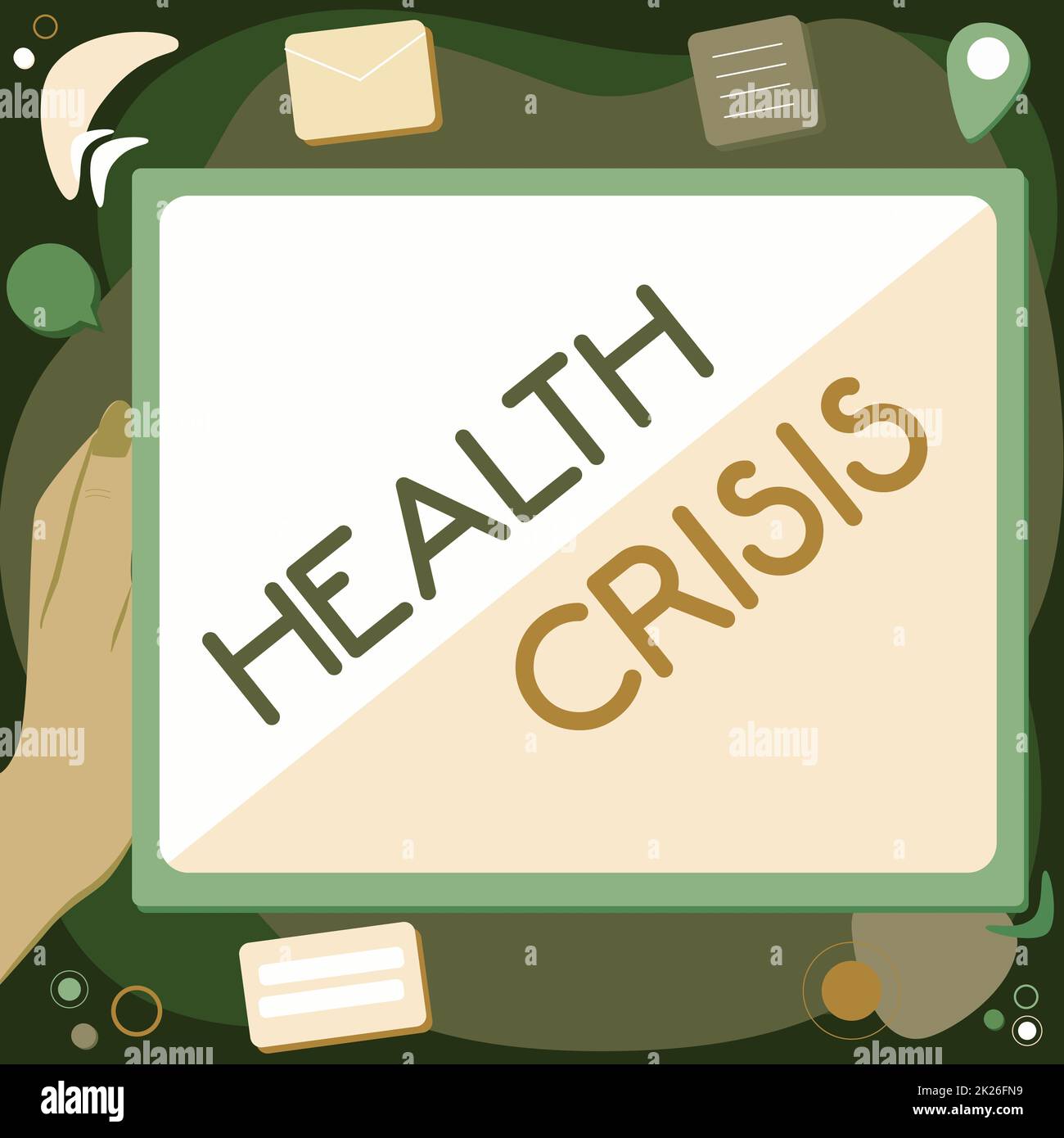 Text sign showing Health Crisis. Business concept fitness problem that affects human in more geographic areas Abstract Deleting Browser History, Editing Organizing Online Files. Stock Photo