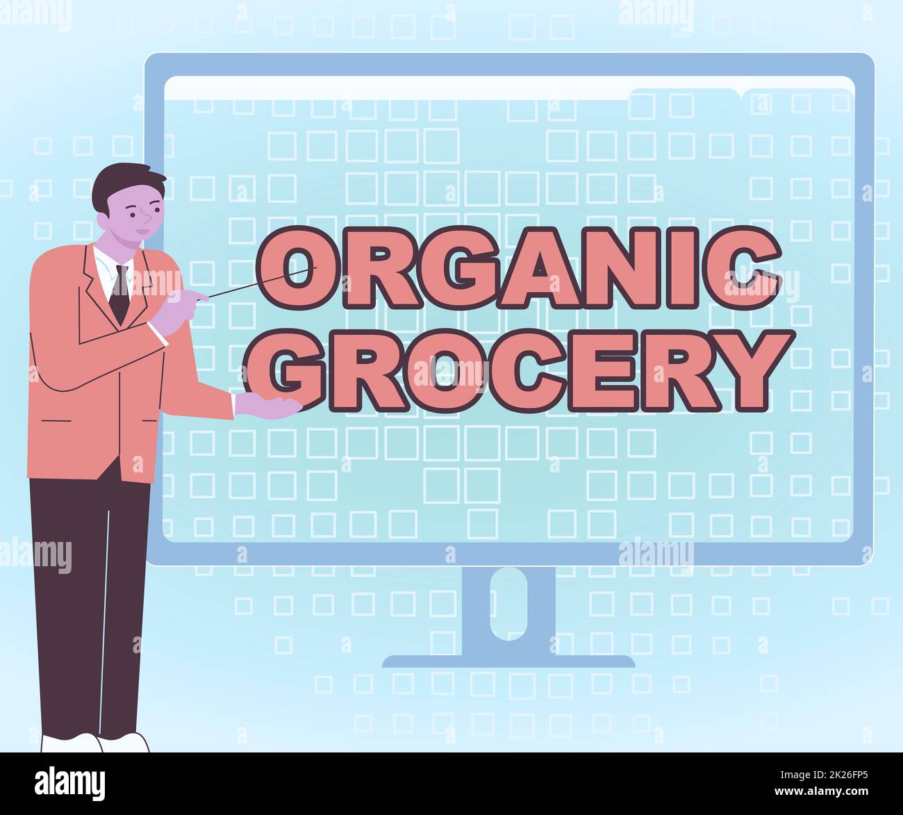 Conceptual caption Organic Grocery. Word Written on market with foods
